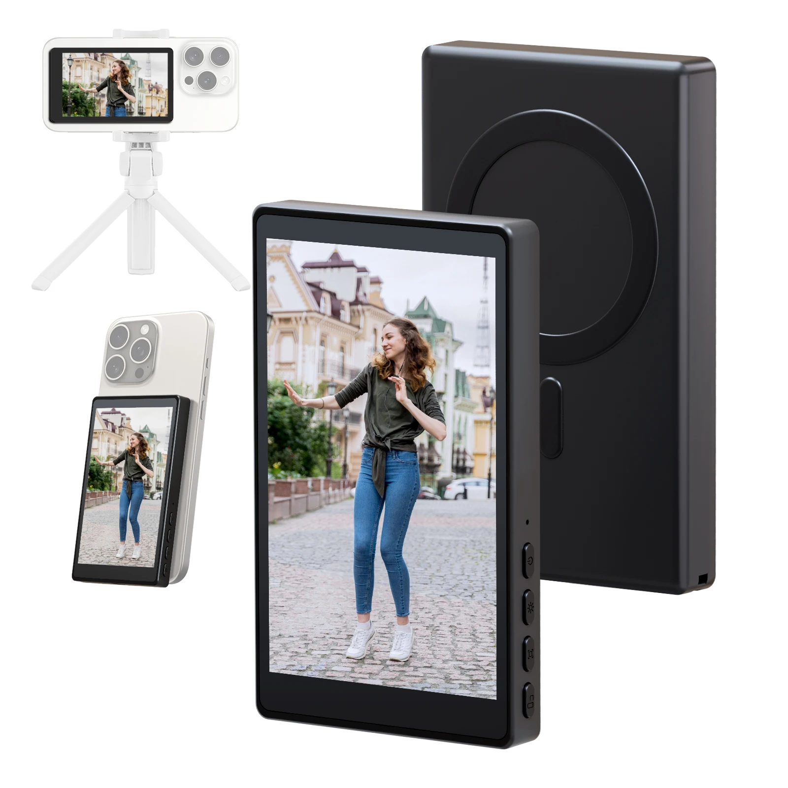 Photography With Mobile - หน้าจอไร้สายสำหรับกล้องมองหลัง สมาร์ทโฟน หน้าจอแม่เหล็กสำหรับเซลฟี่ สำหรับวิดีโอบล็อก ไลฟ์สด บันทึกวิดีโอ