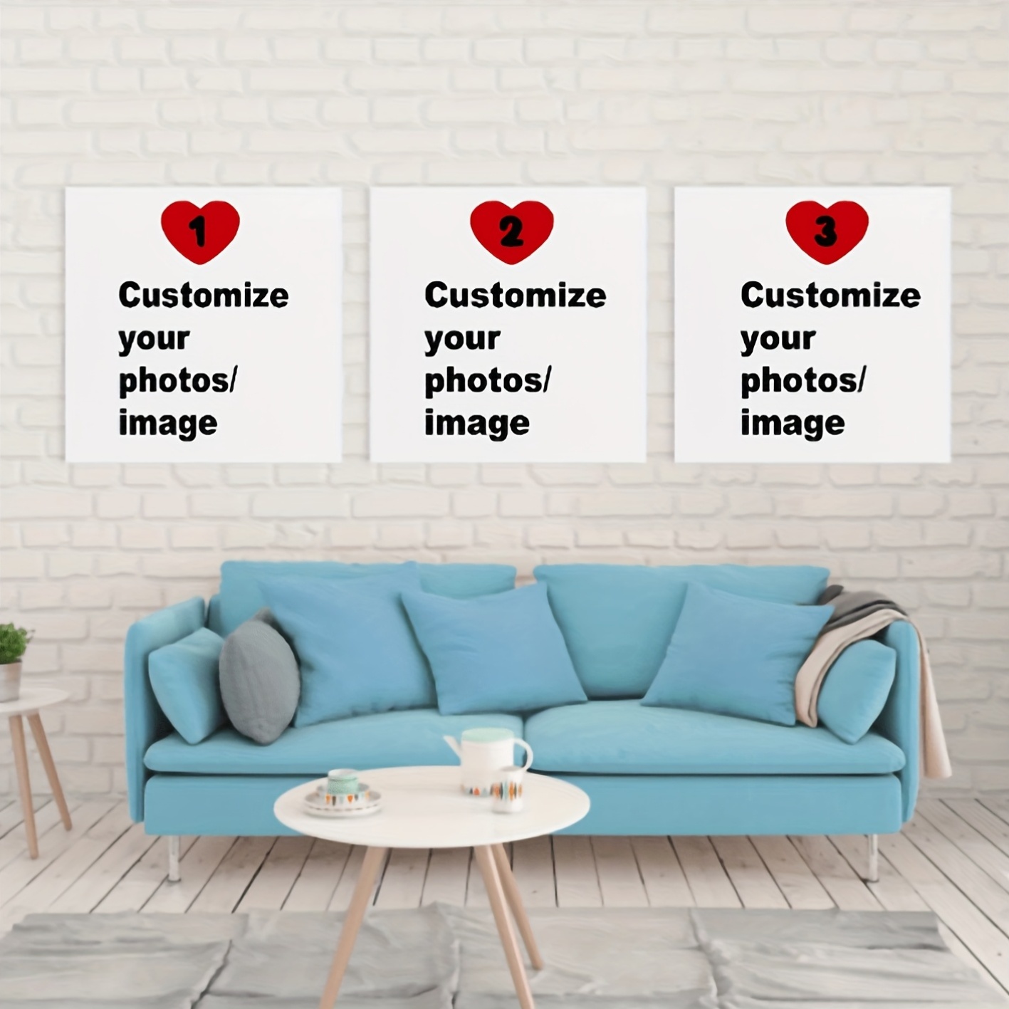 Photography Interior - ภาพพิมพ์บนผ้าแคนวาสสี่เหลี่ยมจัตุรัสแบบกำหนดเอง 3 ชิ้น/ชุด ภาพพิมพ์ตกแต่งผนังสำหรับคู่รัก ครอบครัว สัตว์เลี้ยง